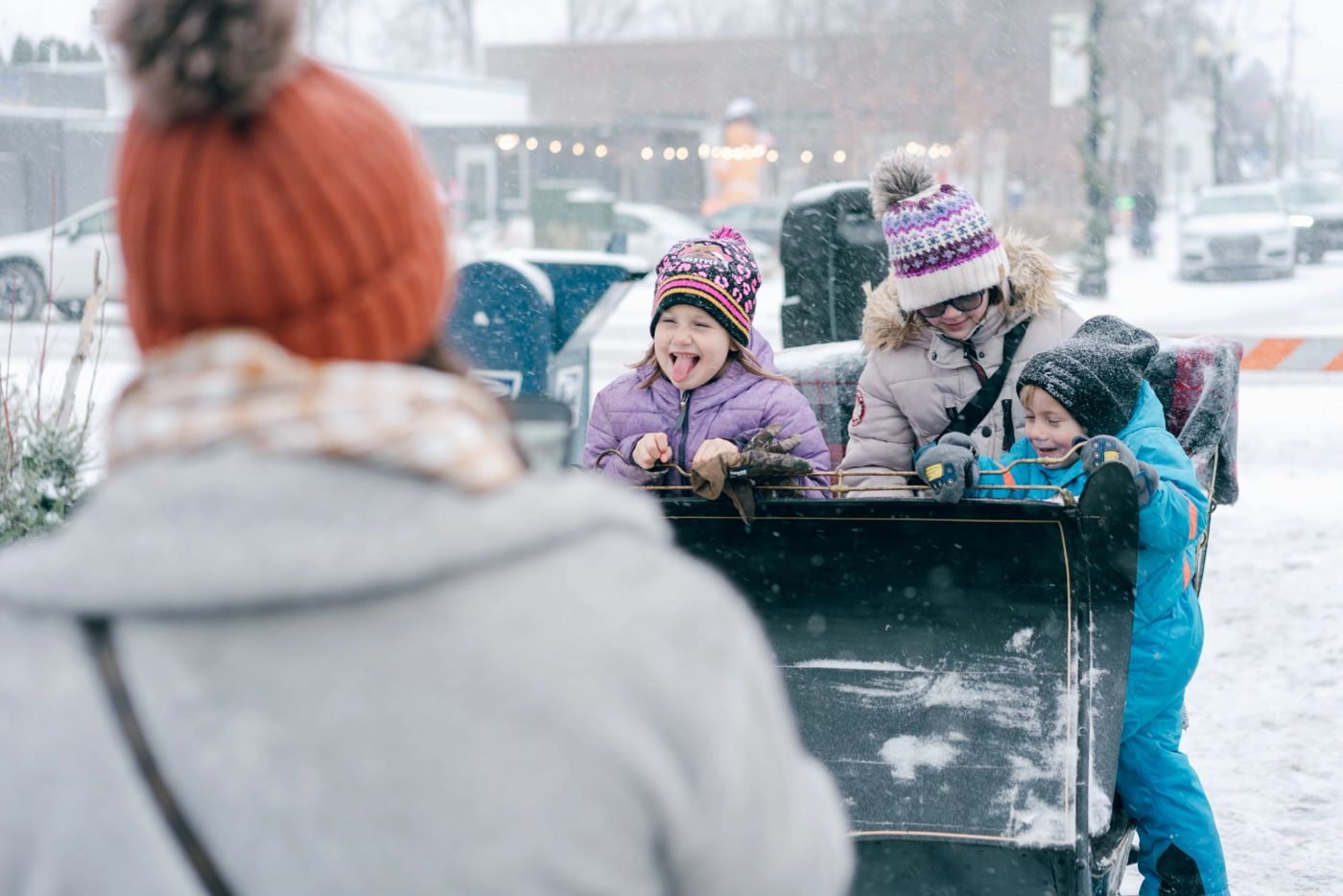 Wagon rides through town